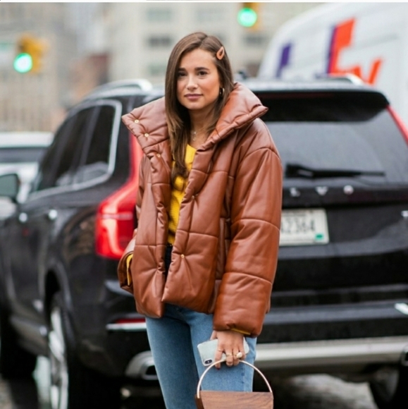 Bagatelle Faux Vegan Leather Puffer Jacket - Picture 2 of 7